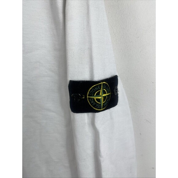 Stone Island Men’s Crewneck Sweatshirt Compass Patch Sz L Garment Dyed White - Picture 2 of 8
